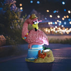 Flamingo Garden Statue Outdoor Decor, Resin Garden Flamingo Figurine Sculpute with Solar Lights for Yard Porch Lawn Decorations, Outdoor Statues Housewarming Flamingo Gifts for Women