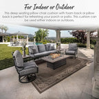 RSH DECOR: Deep Seating Cushion with Pillow Back | 24” x 27” Seat | All-Weather Spun Fabric | Water and Fade-Resistant | Outdoor Chair Cushion Set for Patio Furniture | Black & White Aztec