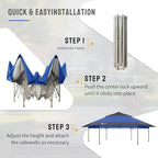 CROWN SHADES 13x13 Pop up Gazebo with Mosquito Nettings, Patented Center Lock 6-Sided Portable Gazebo, 300D Silver-Coated Fabric UV Resistant, Pop Up Canopy Tent for Patio, Party, Blue&Light Grey