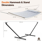 SUNCREAT Hammocks Outdoor 2 Person Hammock with Solar Powered Lights, Double Hammock with 12 ft Stand Included, Light Gray