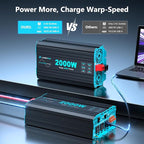Pure Sine Wave Inverter 2000 Watt, 12V DC to 120V AC Inverters for RV, Truck, Solar, Home, Power Inverter with 3 AC Outlet, 30W USB-C, 5V 3.1A USB, Hardwire Port, Remote Control, Surge 4000W