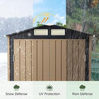 5x3 FT Outdoor Metal Storage Shed, Double Door, 1 Clear Window, Tool Shed for Garden, Patio, Backyard Brown