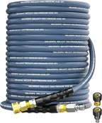 Pressure Washer Hose 100FT 3/8" for Cold and Hot Water 212°F, with Swivel Quick Connect, 4500PSI Kink Resistant Grade Steel Wire Braided, Power Washer Hose With 2pcs M22-14mm Adapter