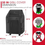 Unicook 2 Burner Grill Cover 32 Inch, Outdoor Small BBQ Cover with Side Handles and Straps, Heavy Duty Waterproof, Compatible for Weber Char-Broil Nexgrill Gas Grills with Collapsed Side Tables