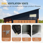 8x4 Ft Outdoor Storage Shed, Metal Garden Shed with Floor, Triple Lockable Doors & Vent, Multi-Used Shed for Backyard, Patio, Lawn and Tool & Bicycle Storage