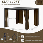 Gazebo Universal Replacement Privacy Curtain,12'×12' Gazebo Outdoor Waterproof Curtains, 4-Panels Sidewall Curtains with Double Zipper for Patio Canopy, Garden and Backyard (Curtain Only)