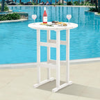 Sundale Outdoor Adirondack Round Bar Table, 39 Inch Height Patio Large Pub Table for 4, All Weather HDPE High Top Bistro Counter Tabl for Outside Deck Porch Balcony Poolside (White)