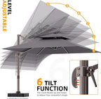 9' X 12' Cantilever Outdoor Patio Umbrellas with Base Included, Large Rectangle Umbrella Heavy Duty 360°Rotation Offset Umbrella for Garden Deck Pool Patio,Grey