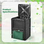 Compost Bin Outdoor, 80 Gallon Garden Compost Bin with Top Lid & Bottom Door, Aerating Outdoor Compost Box Waste Container Barrel Fertilizer for Garden & Yard (Black & Green)