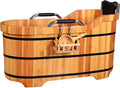 Wooden Hot Tub Bathroom Freestanding Soaking Non-Slip Bathtub Thickened Handrail Style Healthy Medicinal Bathtub For Both Adult And Child Family Members (Armrest with Cover Premium Configuration)