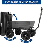 BILT HARD 7 Cu Ft Poly Garden Dump Cart 1200 lbs with No Flat Tires, Quick Release, 2-in-1 Convertible Handle, Dump Wagon Heavy Duty for Yard, Outdoor
