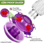 BOLITE Glass Hummingbird Feeders for Outdoors Hanging, Built-in Ant Moat, 4 Bee Guard Feeding Ports with Perches, Leak Proof, 15 Ounces, Stars Decor, Purple, Gifts for Women Men, Gifts for Mom Dad