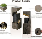 35.4" H Water Fall Fountains Indoor Waterfall Fountain Outdoor with LED Lights Floor-Standing for Outside Garden, Patio, Backyard, Deck Decor, Pool, Porch, Landscaping, Balconies