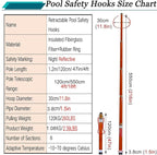 Telescopic Pool Rescue Hook with Pole, 16ft-30ft Adjustable Heavy Duty Pool Pole, Fibreglass Safety Hook Pools, Specialised Emergency Rescue Equipment for Drowning Victims (L:550cm/18ft)