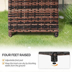 VINGLI 33 Gallon Outdoor Trash Can with Convenient Lid, Rattan Garbage Container with Side Hook, Weatherproof Patio Trash Can for Graden, Yard, Patio, Brown