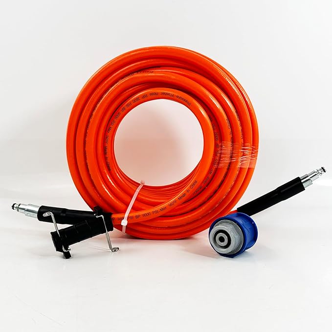 5800PSI/400Bar Ultra Flexible Pressure Washer Hose for Bosch Home Cleaning, 5M-30M High Pressure Extension Tube with Quick-Connect Adapter,(Red/Blue/Yellow/Green/Grey/Orange/Light Blue)(Orange,16FT)