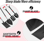 SHARK ATTACK 4-Piece Steel Shovel Set with D-Grip Handles - Multi-Size Garden Shovels with Powder Coating for Digging, Planting & Car Emergency