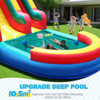 Inflatable Water Slide for Adults, 21FT 100% PVC Waterslide with Big Splash Pool, Widen Slide with Shallow Pool, 750W Air Blower, Ideal for Backyard, Park (Color Arc)