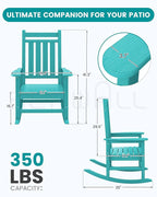SERWALL Oversized Outdoor Rocking Chair Set of 4, HDPE Rocker for Adults, Patio Rocking Chairs for Porch, Aruba