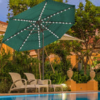 EliteShade USA 10-Year-Non-Fading Solar 9ft 3 Tiers Market Umbrella with 80 LED Lights Patio Umbrellas Outdoor Table with Ventilation,Forest Green