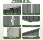4x8 FT Lean to Metal Shed,Outdoor Storage Shed W/Floor Frame & Reversible Installation,All Weather Waterproof Garden Tool House W/Lockable Door & 2 Air Vents,for Backyard,Patio,Lawn,Gray