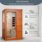 Sauna, Far Infrared Saunas for Home One Person Sauna Okoume Wood 800W/110V Low Emf Dry Sauna Indoor Sauna Room with Tempered Glass Door/Speakers/Air Hole and LED Lighting - 35.2 * 27.6 * 61.6 in