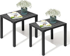 Crestlive Products Outdoor Side Table Set of 2, Aluminum Rectangular Side/End Table, Small Patio Coffee Bistro Table for Outdoor Indoor (Black)
