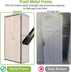 GUTINNEEN Outdoor Storage Cabinet Upgraded with Metal Frame Durable Storage Shed with Floor and Adjustable Shevels Waterproof Garden Tool Shed