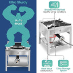 ARC 84QT Stainless Steel Pot with 200,000 BTU Propane Burner - Seafood Boil Pot, Crab Boil Pot, Lobster Pot, Shrimp Boil Pot, Tamale Steamer Pot with Basket and Turkey Fryer Burner