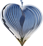 DJUAN Wind Spinner Outdoor Metal Decorations,Silver Heart Wind Spinners for Yard and Garden,Stainless Steel Wind Chimes for Outside Decor,Birthday Gifts for Mom,Mother's Day,Aunt Gifts