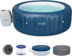 Bestway SaluSpa Milan AirJet 4 to 6 Person Inflatable Hot Tub Round Portable Outdoor Spa with 140 AirJets and EnergySense Energy Saving Cover, Blue