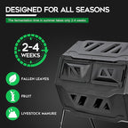 F2C Compost Bin Outdoor 43 Gallon Garden Dual Chamber Composter Bin - Bundled with Pearson's Gardening Gloves，BPA Free, Heavy-Duty Steel Frame, Rotating Tumbler with Sliding Doors | (Black)