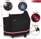 Turtle Life Pellet Grill Cover, Heavy Duty All Weather Protection Wood Pellet Smoker Barbecue Cover for Pit Boss 820&850 Series Z Grill 700, Black, 58" Wx27”Dx46.5”H