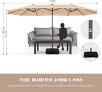 Sundale Outdoor 15ft Large Patio Umbrella with Base Included and Umbrella Cover, Outdoor Double-Sided Umbrella
