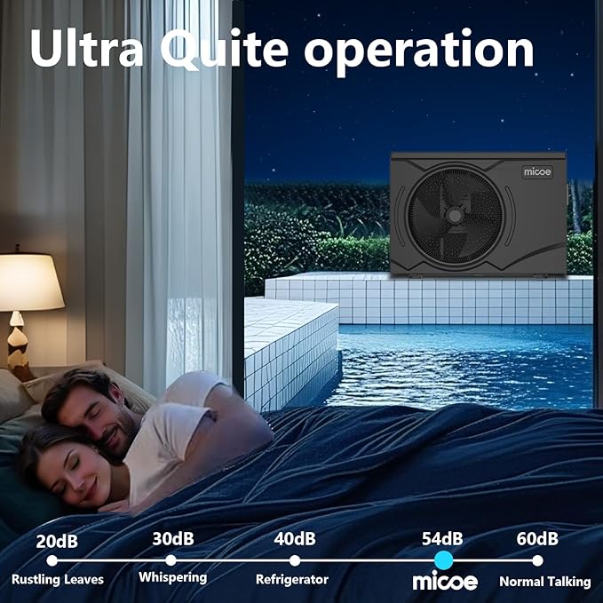 MICOE 100000 BTU Energy Efficient Electric Pool Heat Pump for Above Ground Pools Up to 36ft & 26,000 Gallons, Electric Swimming Pool Heat Pump with Large Heating Capacity