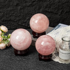 Large Rose Quartz Crystal Sphere Natural Pink Healing Crystal Ball with Stand Meditation Decorative Balls Home Decor 100-110mm/3.9-4.3"
