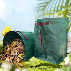72 Gallon Garden Bags for Debris,2-Pack Yard Waste Bags,Large Dustpan-Type Lawn Bags with Gardening Gloves, Leaf Bags for Yard Debris,Grass Clippings,Collapsible Trash Can for Parties,Laundry,Camping