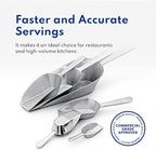 New Star Foodservice 34646 One-Piece Cast Aluminum Flat Bottom Bar Ice Flour Utility Scoop, 2-Ounce, Silver