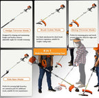 56cc 2-Cycle Gas Multi-Trimmer | 8-in-1 String Trimmer w/Rotatable 40” Pole Saw, Weed Eater Weed Wacker, Brush Cutter & Hedge Trimmer Gas for Lawn, Yard, Garden Care, All-in-one Garden Tool