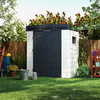 Kingdura 6x4 FT Resin Outdoor Storage Shed with Reinforced Floor, All-Weather Resistant Plastic Garden Outside Bike Tool Shed with Lockable Doors, Window for Backyard Patio Poolside