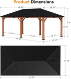 Modern Shade Tranquil Grove Wood Gazebo 12' x 20', Permanent Grill Gazebo with Galvanized Steel Hardtop Roof, Cedar Framed Wooden Pavilion for Garden, Backyard