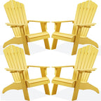 Psilvam Adirondack Chair, Oversized Poly Lumber Fire Pit Chair with Cup Holder, 350Lbs Support Patio Chairs for Garden, Weather Resistant Adirondack Chair Looks Like Real Wood (4, Yellow)