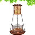 Cardinal Bird Feeder for Outdoor Gifts for Women Mom Grandma Hanging Metal Wild Birdfeeder Garden Solar Lantern Decor Lanterns Outside for Yard Patio Lawn Pathway Landscape