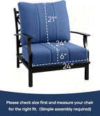 Luxury 24x24x6 Inch Kitty Outdoor Seat Cushions - Set of 2 Water Resistant Patio Chair Comfortable Cushion for Rattan Dining Rocker Glider Loveseat Couch Sectional Sofa - Navy Blue