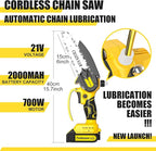 Cordless Mini Chainsaw 6 Inch, Auto Oiler &Tool-Box, One-Hand Handheld Electric Portable Chainsaw, Super Power Small Chain Saws 2x2000mAh Battery Operated, Hand Saw for Tree Wood Cutting Ranger