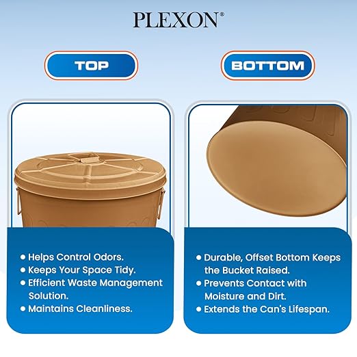 Plexon Large Metal Trash Can with Lid 20 Gallon, Decorative Outdoor Trash Can Heavy Duty Galvanized Metal Bucket with Lid for Garage Workshop Ash Storage Farmhouse, Copper