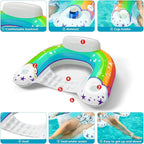 Jasonwell Pool Float with Canopy - Inflatable Pool Floaties Adult Floating Pool Chair Lounge Floats for Swimming Pool Water Chair Pool Lounger with Cup Holders Pool Toy Party Floaty for Adults