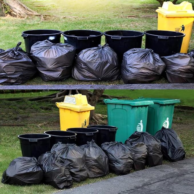 2-4 Gallon Trash Bags, 400 Count Black Garbage bags, Small Trash Can Bin Liners for Bathroom, Office, Industrial, Commercial, Janitorial, Municipal, Recycling