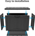 45 Gallon Waterproof Deck Storage Box - All-Weather Outside Storage Box with Lock, Outdoor Box Storage for Patio/Pool Accessories, UV-Resistant Resin, Matte Black