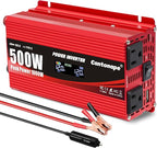 500 Watt Car Power Inverter DC 12V to 110V/120V AC Converter with LCD Display 2 AC Outlets 3.0A USB and Type-C Car Charger Adapter for Car Home Laptop Truck